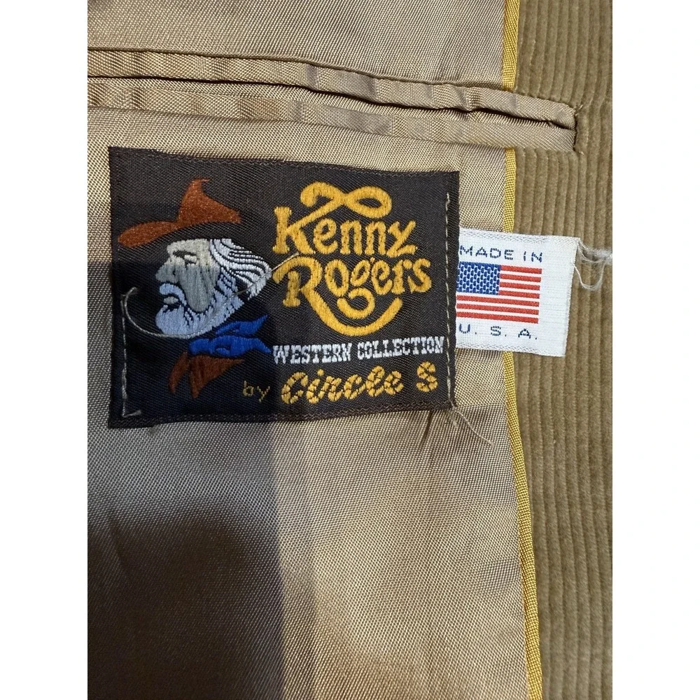 Kenny Rogers Circle S Vintage Western Corduroy Blazer 46R Elbow‎ Patch USA